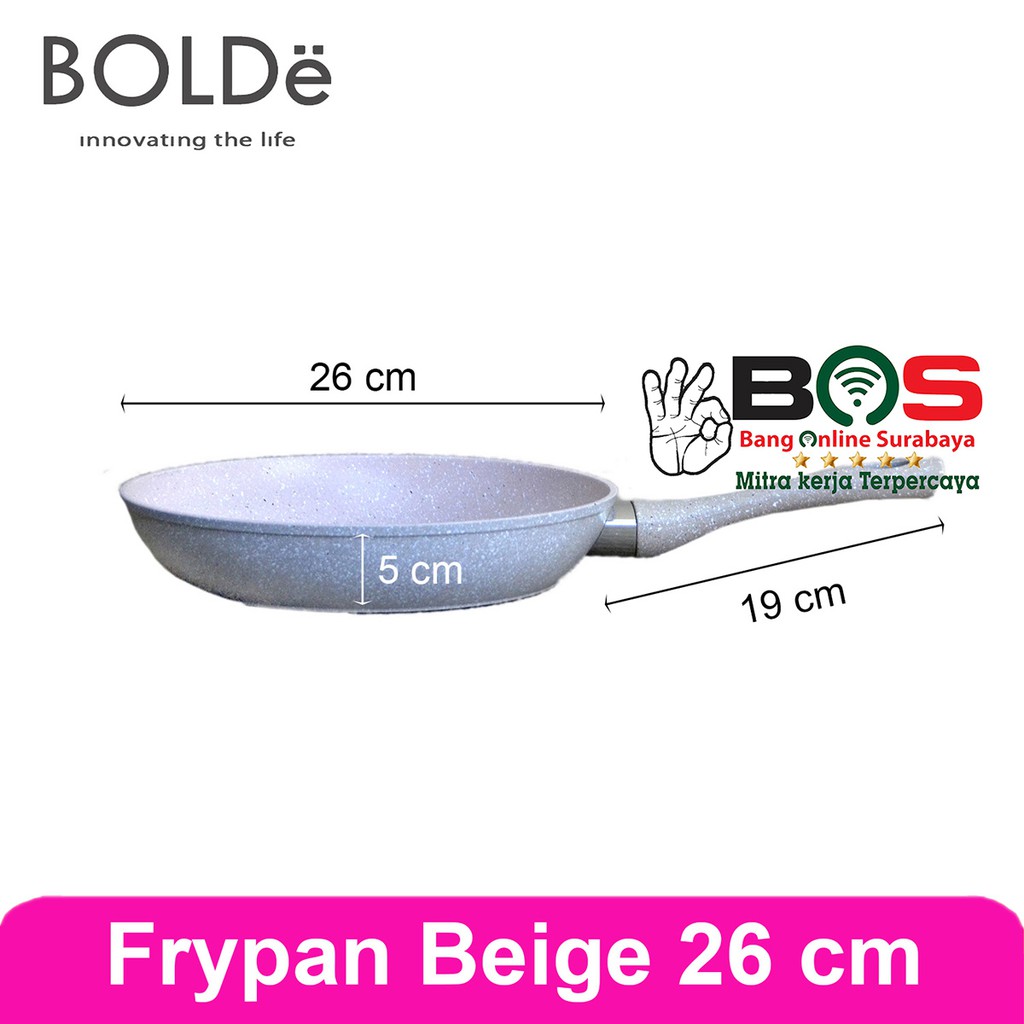 Bolde Super Frypan Diameter 26 CM Beige Wajan Fry Pan Anti Lengket Granit