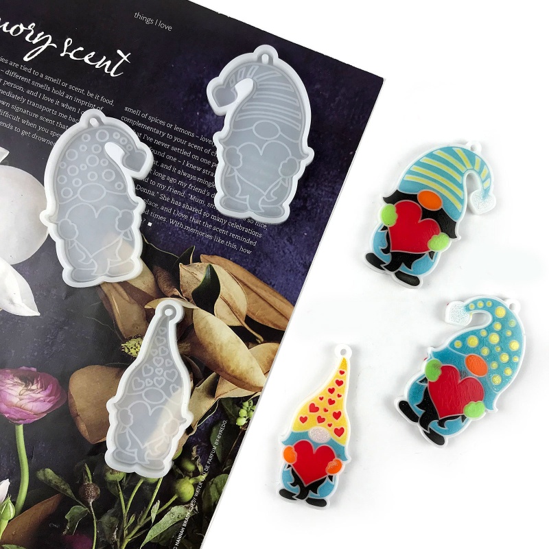 Siy Cetakan Epoksi Bentuk Santa Claus Kecil Dengan Lubang Gantungan Kunci