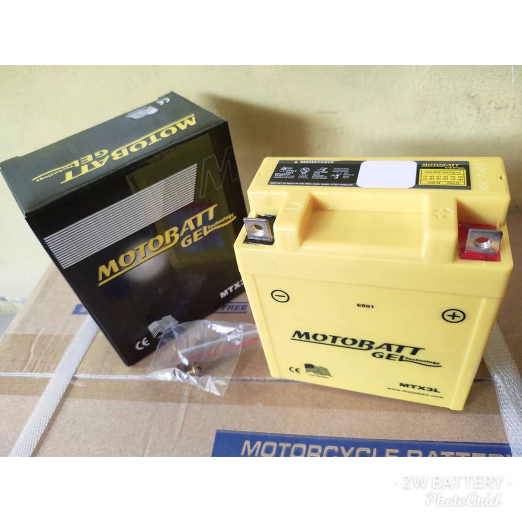 Aki Motor Yamaha New RX-King Motobatt MTX3L Aki Gel-Aki Kering 3,6Ah