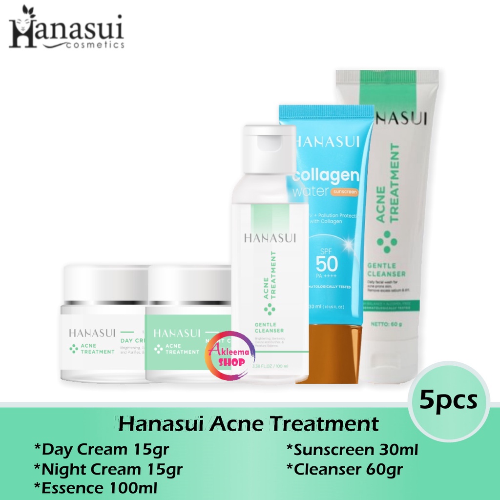 Paket Hanasui Acne Treatment 5pcs (Day+Night+Essence+sunscreen+Cleanser)