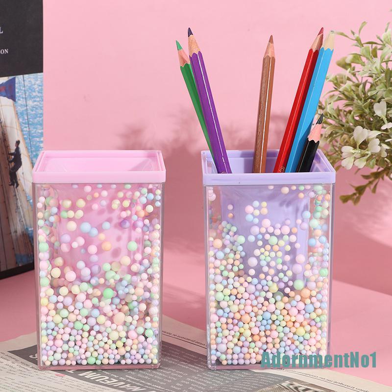 [AdornmentNo1]Creative Large Capacity Squar Shape Pencil Case Cute Pink Transparent Pen holder