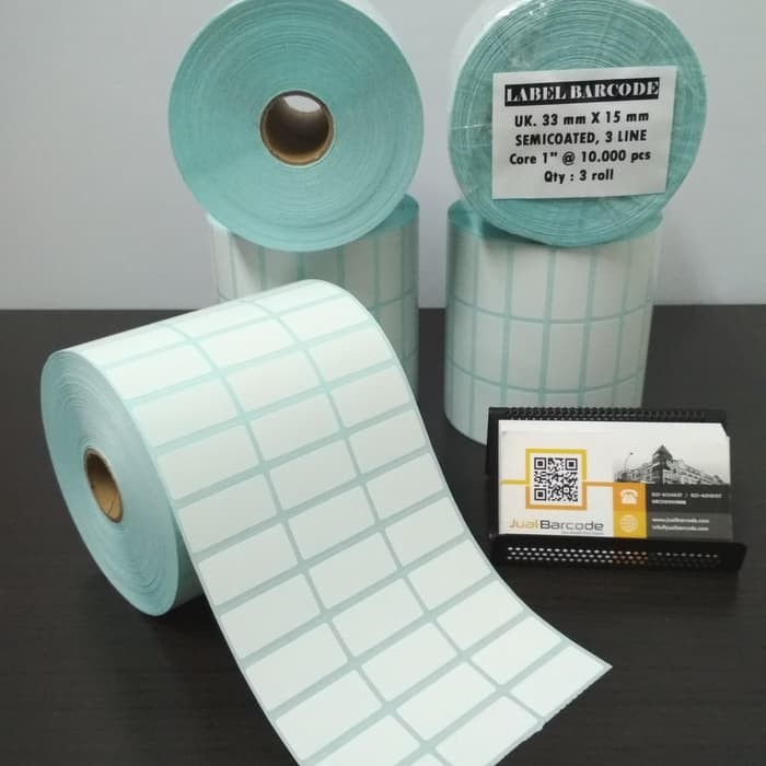 

LABEL STICKER BARCODE 33mm X 15mm ( 3 LINE ) SEMICOATED
