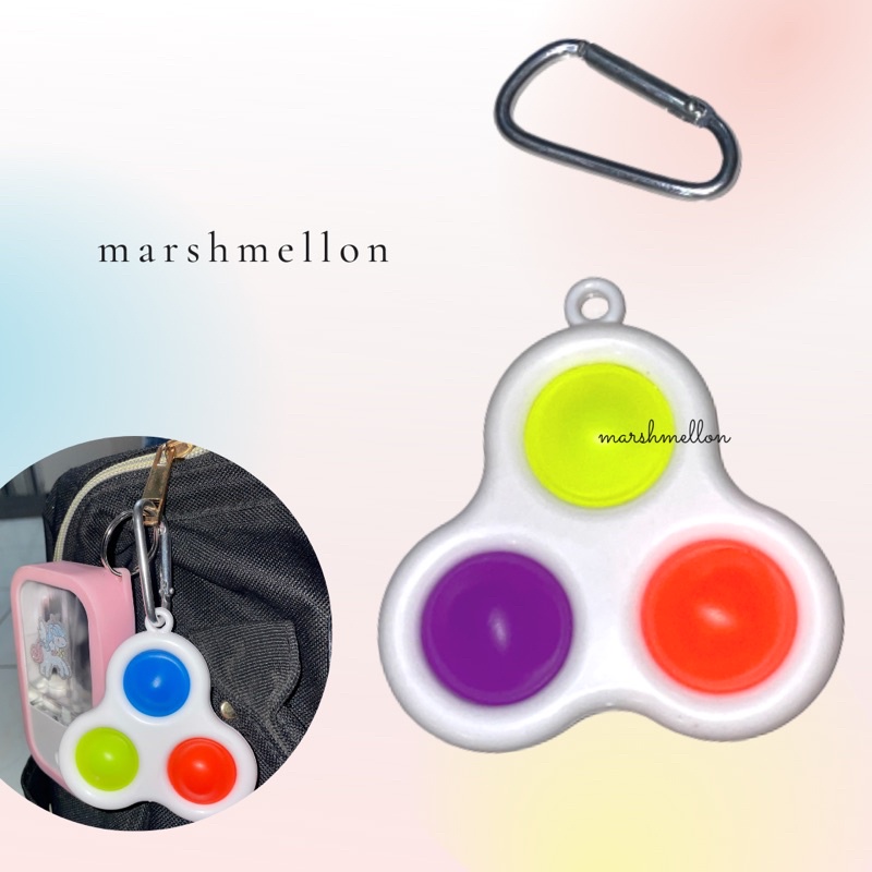 Gantungan Kunci Pop It Putih 3 Warna Lubang Bubble Three Dimples Mini Fidget Toys Stress Relief-1