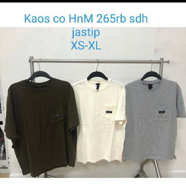 H&M MAN NEW KAOS LENGAN PENDEK PRIA MOTIF POLOS KANTONG DEPAN