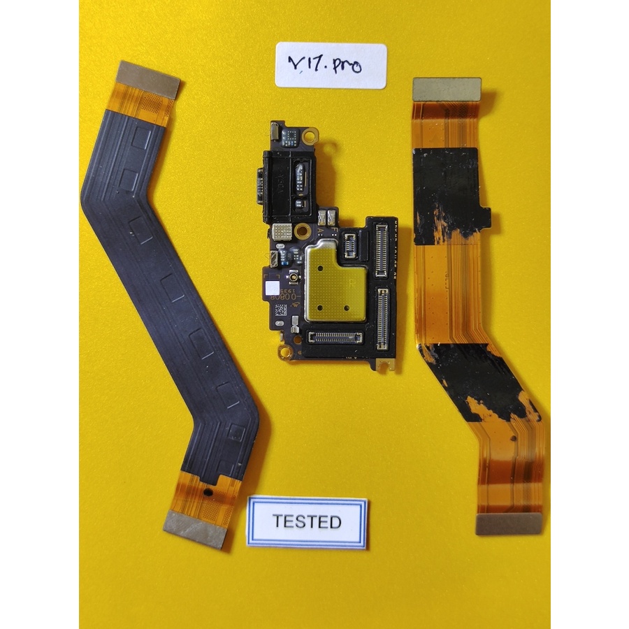 SATU SET FLEXIBLE FLEXIBEL UI BOARD PLUS KONEKTOR CHARGER CARGER CAS FLEXIBLE LCD VIVO V17 PRO ORIGI