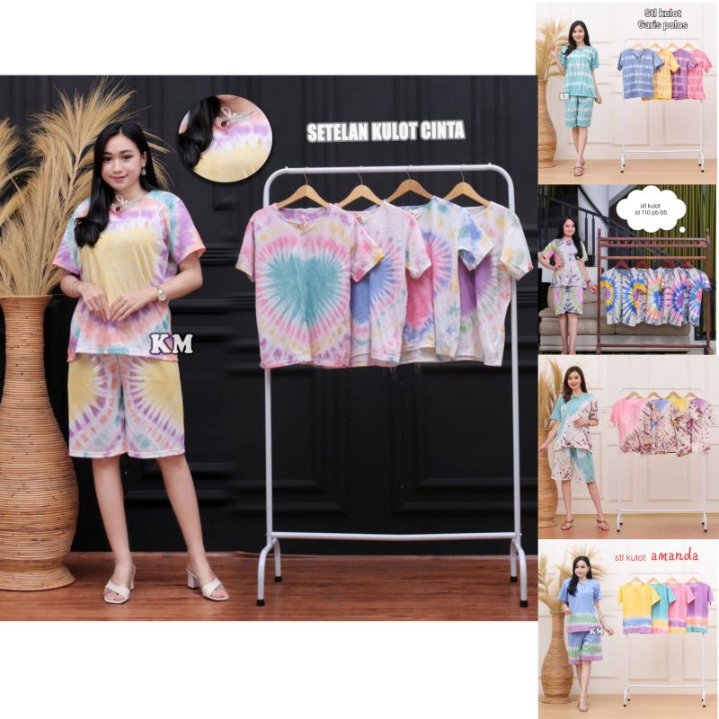 SETELAN KULOT AMANDA || SETELAN KULOT LENGAN PENDEK || SETELAN TIEDYE || SETELAN BATIK