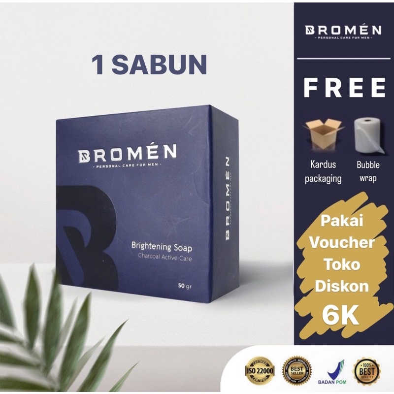 [Gratis Tempat Sabun Muka] Bromen Brightening Soap - Sabun Perawatan Wajah untuk Pria