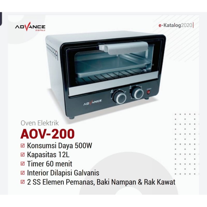 READY STOCK ADVANCE Electric Oven (Oven Listrik ) AOV-200 Kapasitas 12L Garansi Resmi 1 tahun