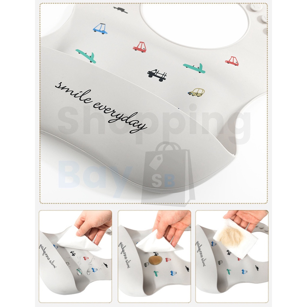 [SB] SS-01 Slabber Silikon / Celemek Silikon Baby BIB Silicone / Celemek Makan Bayi Silikon