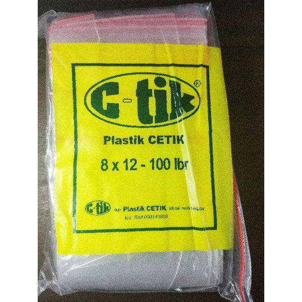 Plastik Klip Ziplock Zipper Cetik C-tik 8x12 isi 100 lembar