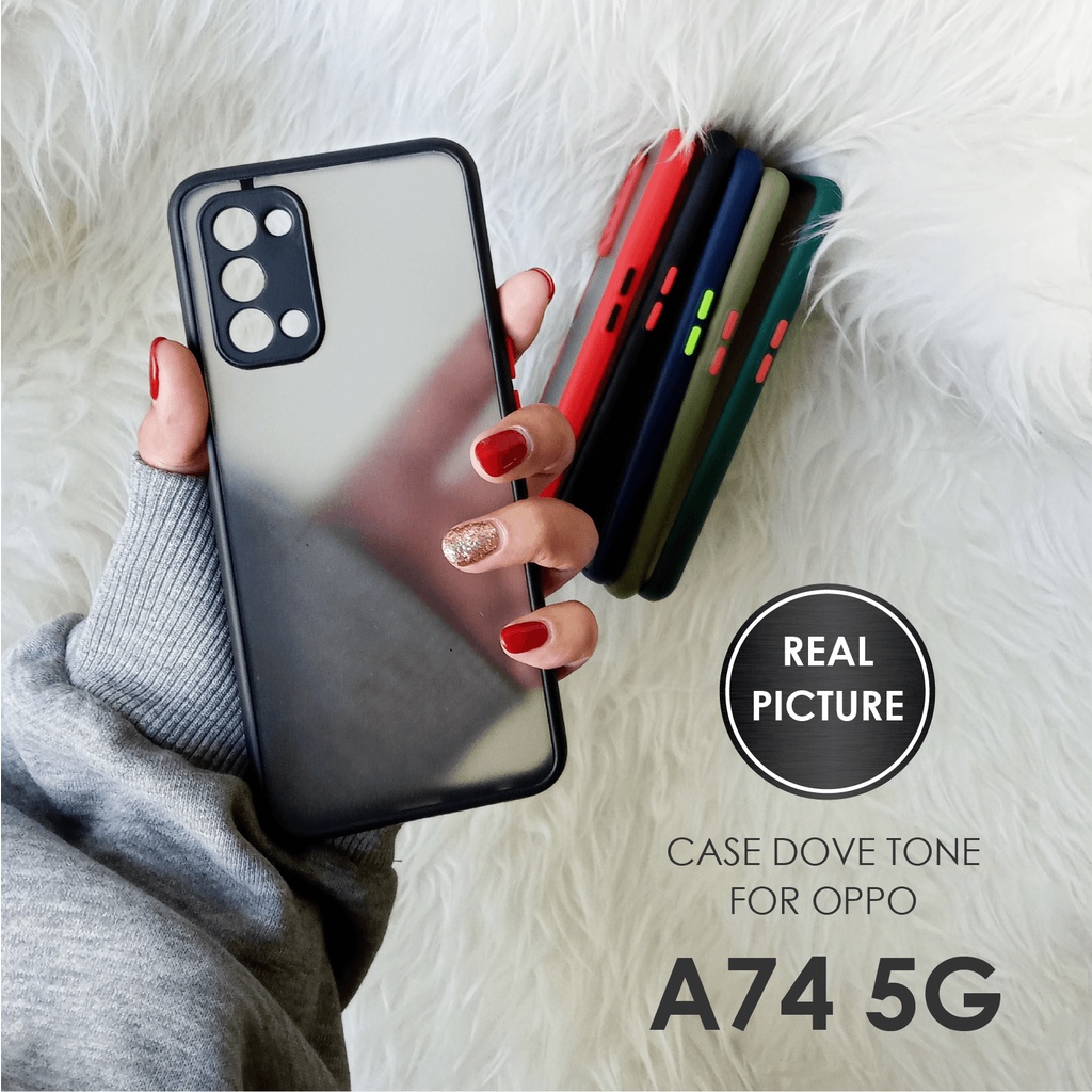 CASE HP OPPO A74 SOFTCASE DOVE MATTE PLUS PELINDUNG CAMERA