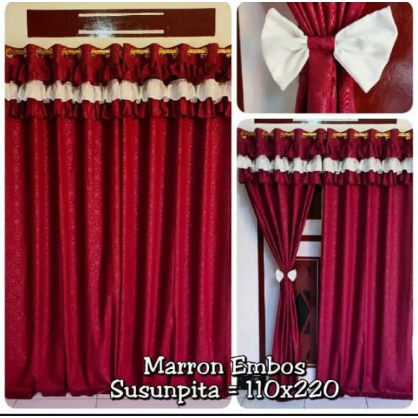 Gorden Merah Maroon Rumbai