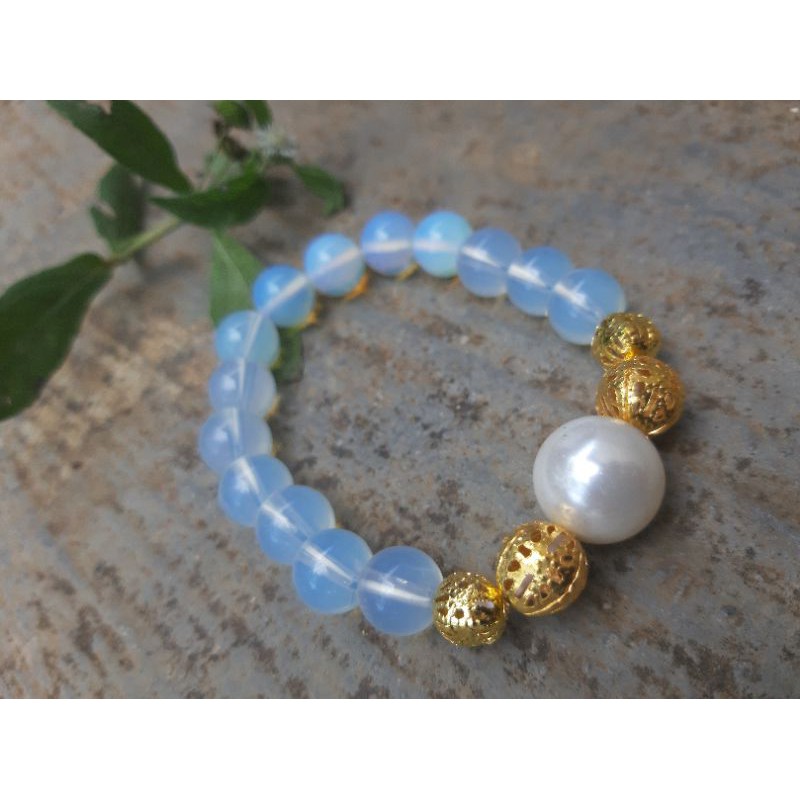 gelang batu akik biduri bulan plat kerang