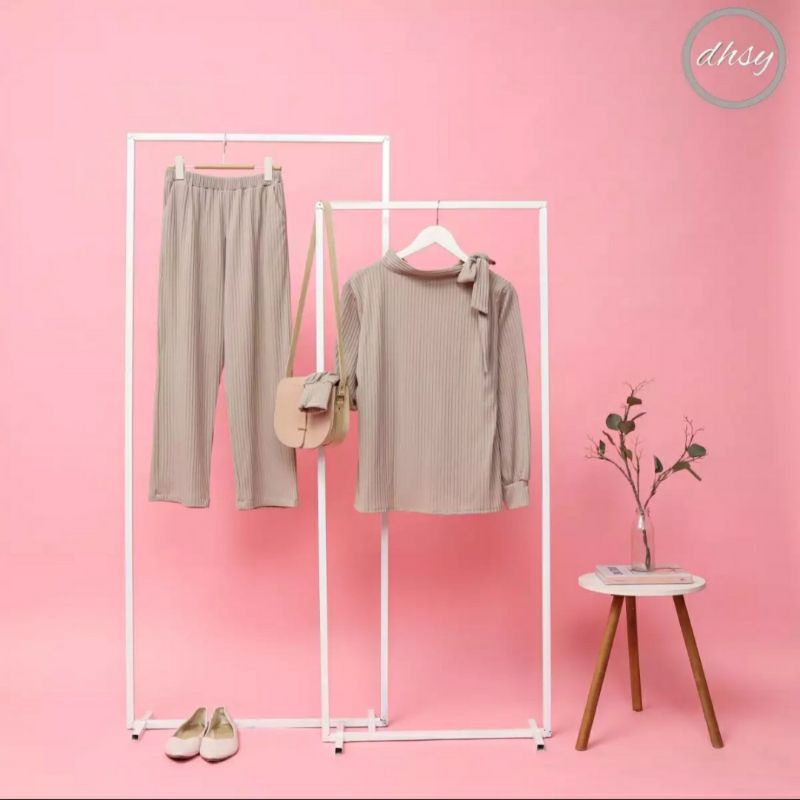 MAUDY SET/setelan wanita/blouse+pants/knit premium/terbaru/terlaris