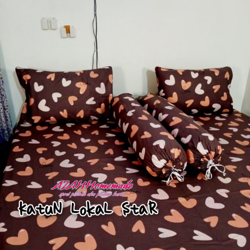 Sprei Katun Lokal Star Love Match Coklat