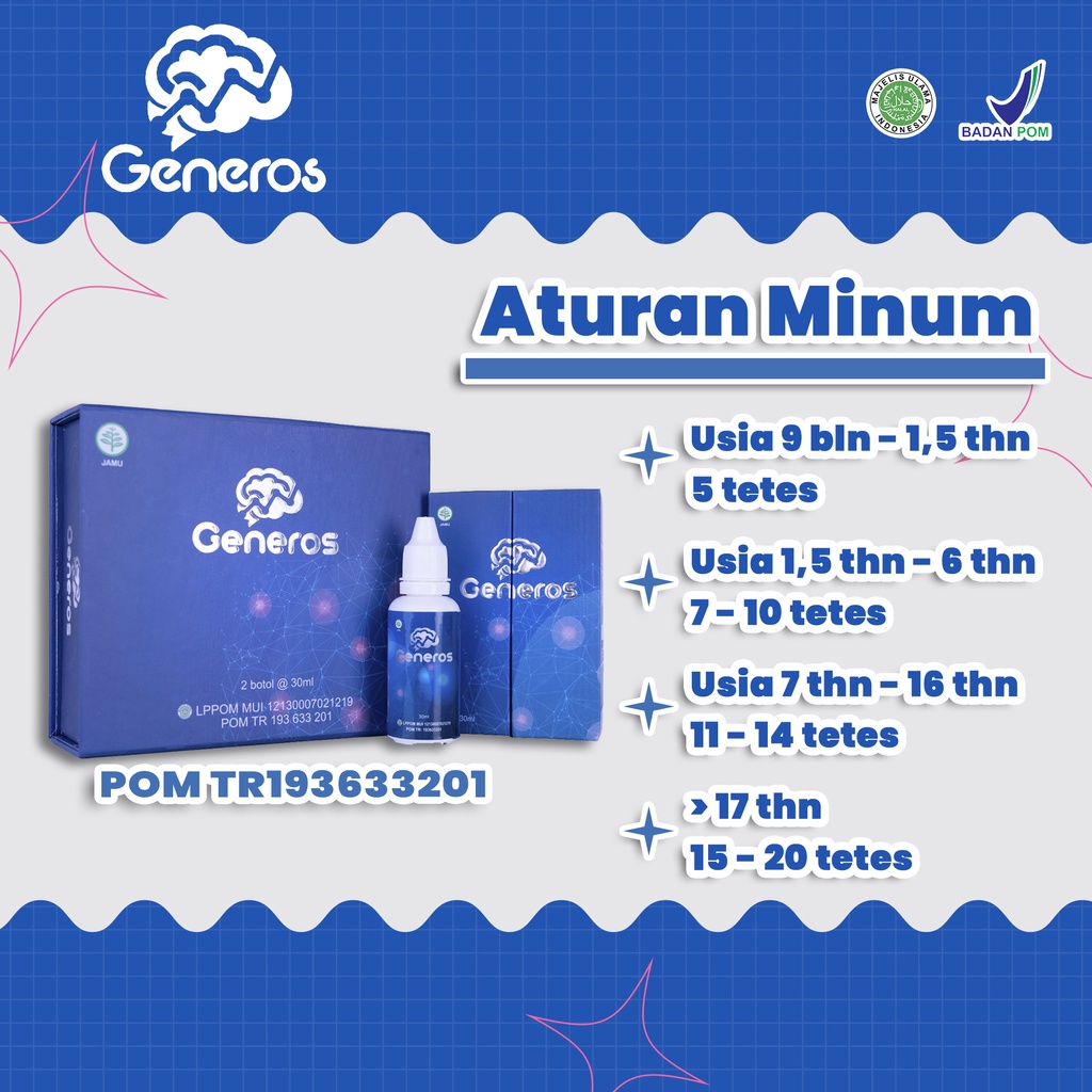 Generos - 100% Original Multivitamin Suplemen Penambah Kecerdasan Otak &amp; Daya Ingat Tingkatkan Konsentrasi Kreativitas