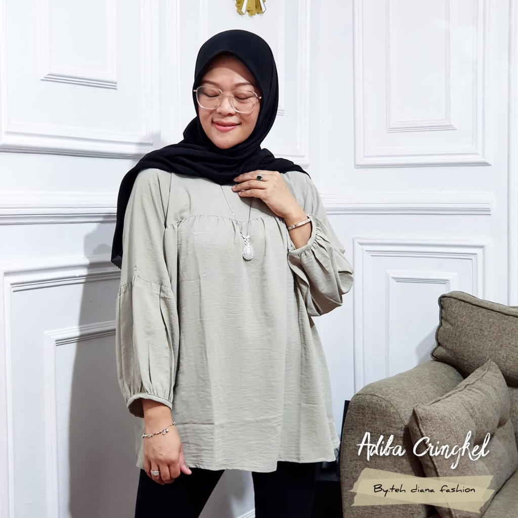 Atasan Wanita Jumbo / Baju Atasan Wanita Jumbo / Blouse Wanita Jumbo Model Adiba Crinkle Ld 124 Cm-6