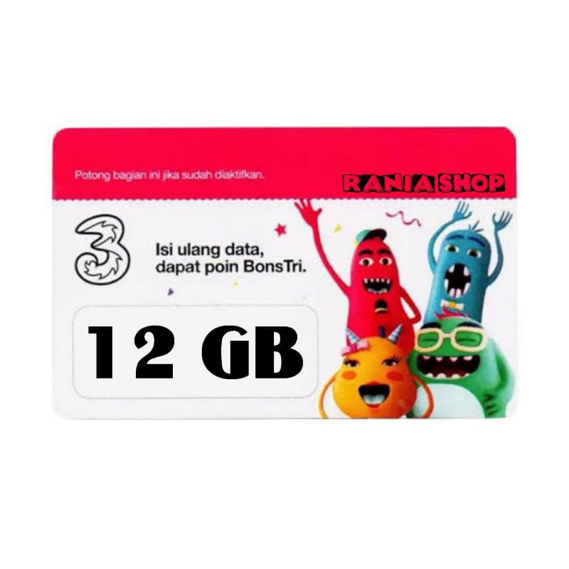 voucher tri kuota data 12gb happy