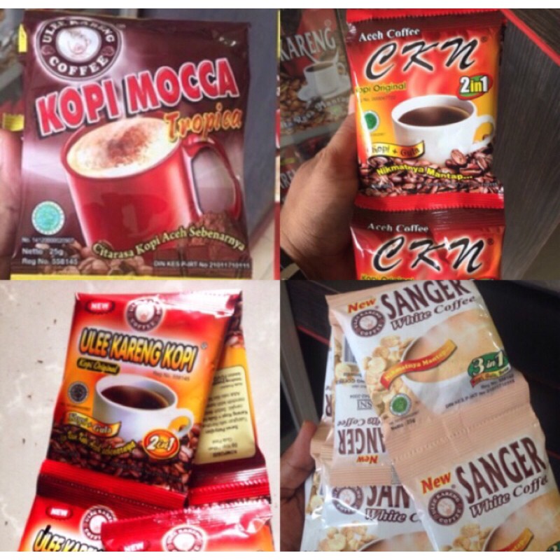 

kopi saset ulee kareng 1 renteng / 10 saset ( 2in1, CKN, Mocca dan Sanger)