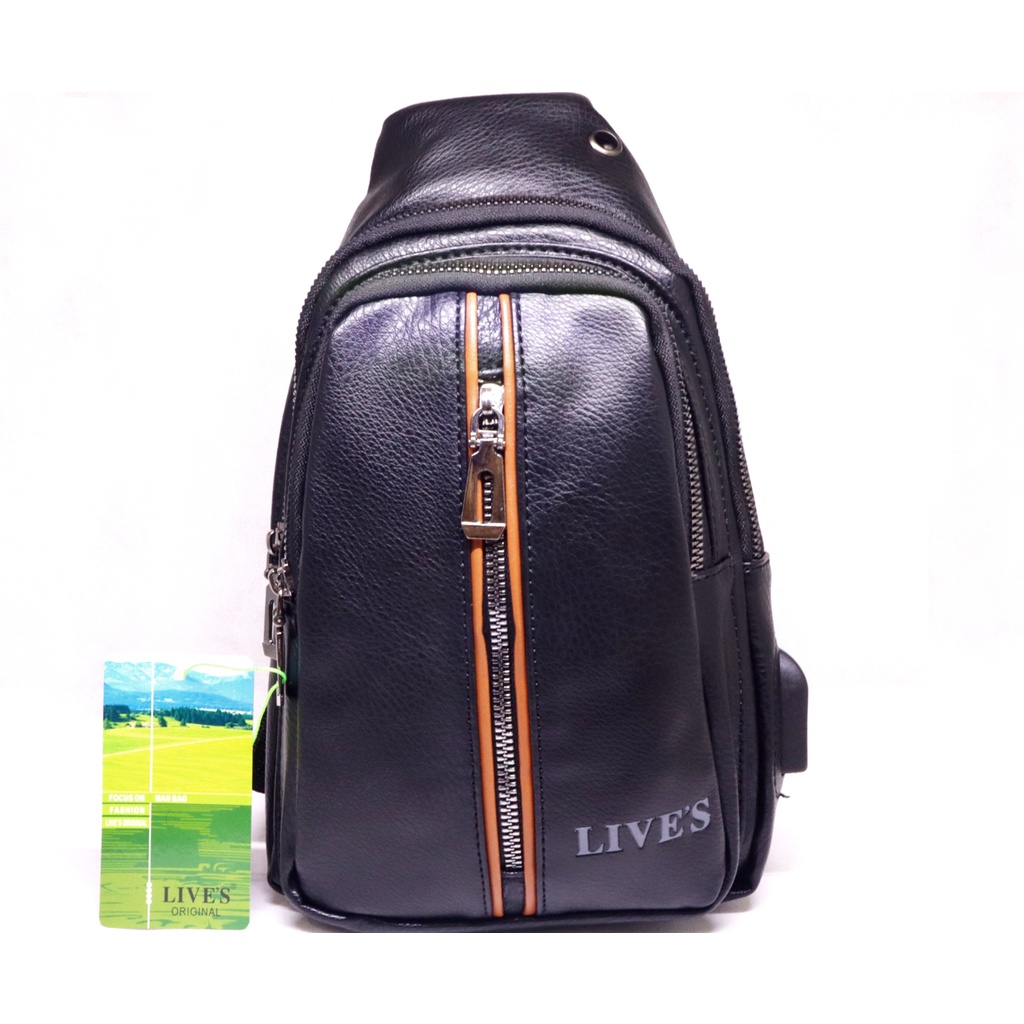 Tas Slempang Selempang Pria Laki Cowo Kulit Sling Travel Bag Impor Ori Asli PU Leather : 2 - 23