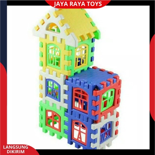 Mainan Anak Edukasi Blok Puzzle rumah funny block  Plastik Berkualitas SNI JM 8211