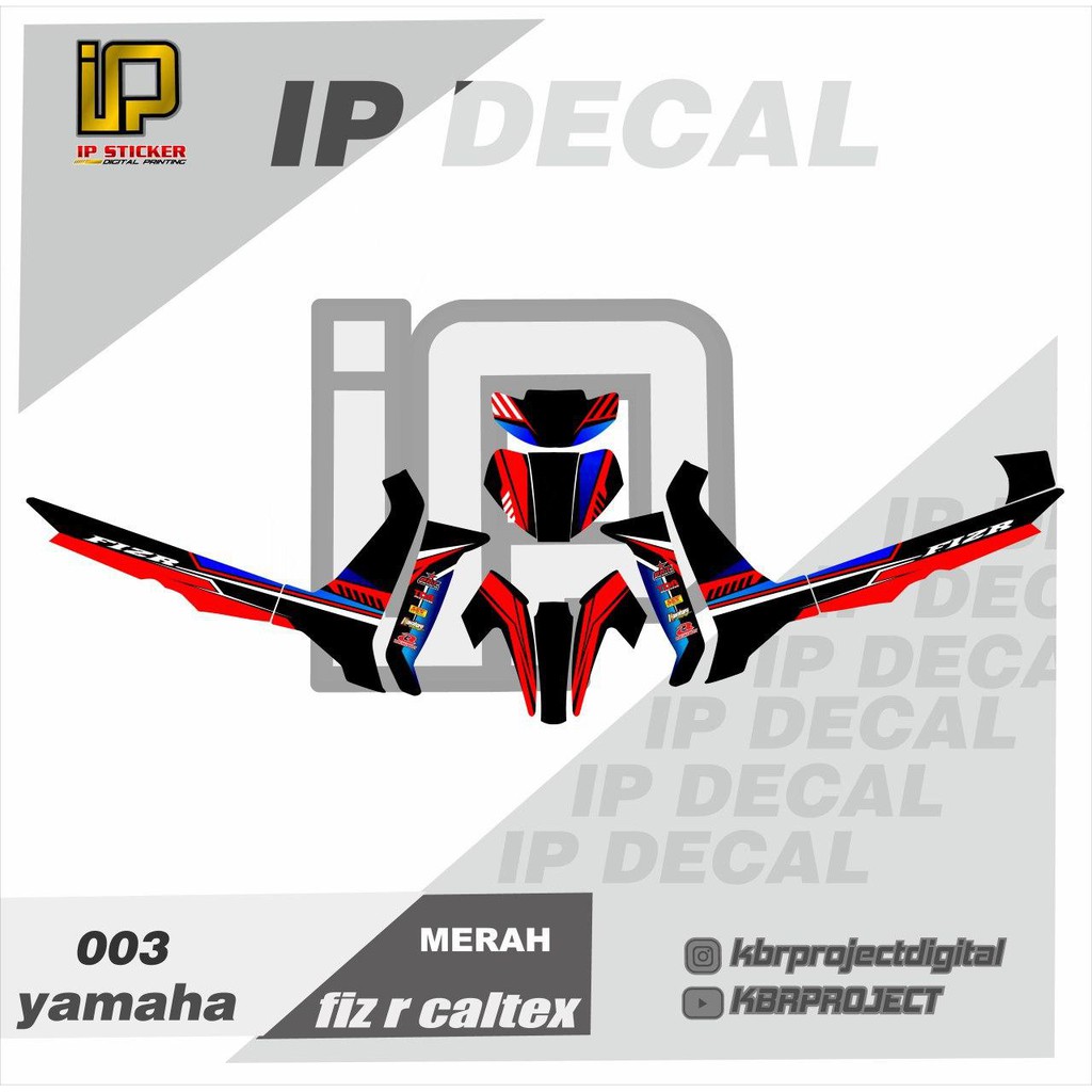 DECAL FIZ R CALTEX STICKER VARIASI MOTIF GRAFIS DECAL MOTOR YAMAHA FIZ R CALTEX003 CUSTOM BEBAS BISA