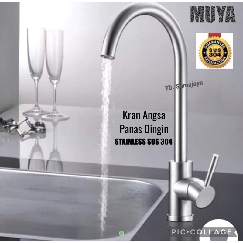 Kran cuci piring flexible PANAS DINGIN . Kran angsa panas dingin . Keran dapur panas dingin