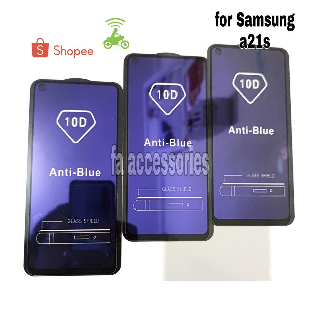 FA Tempered Glass Bluray Anti Blue Light Full 10D 99D Samsung A21S screen guard