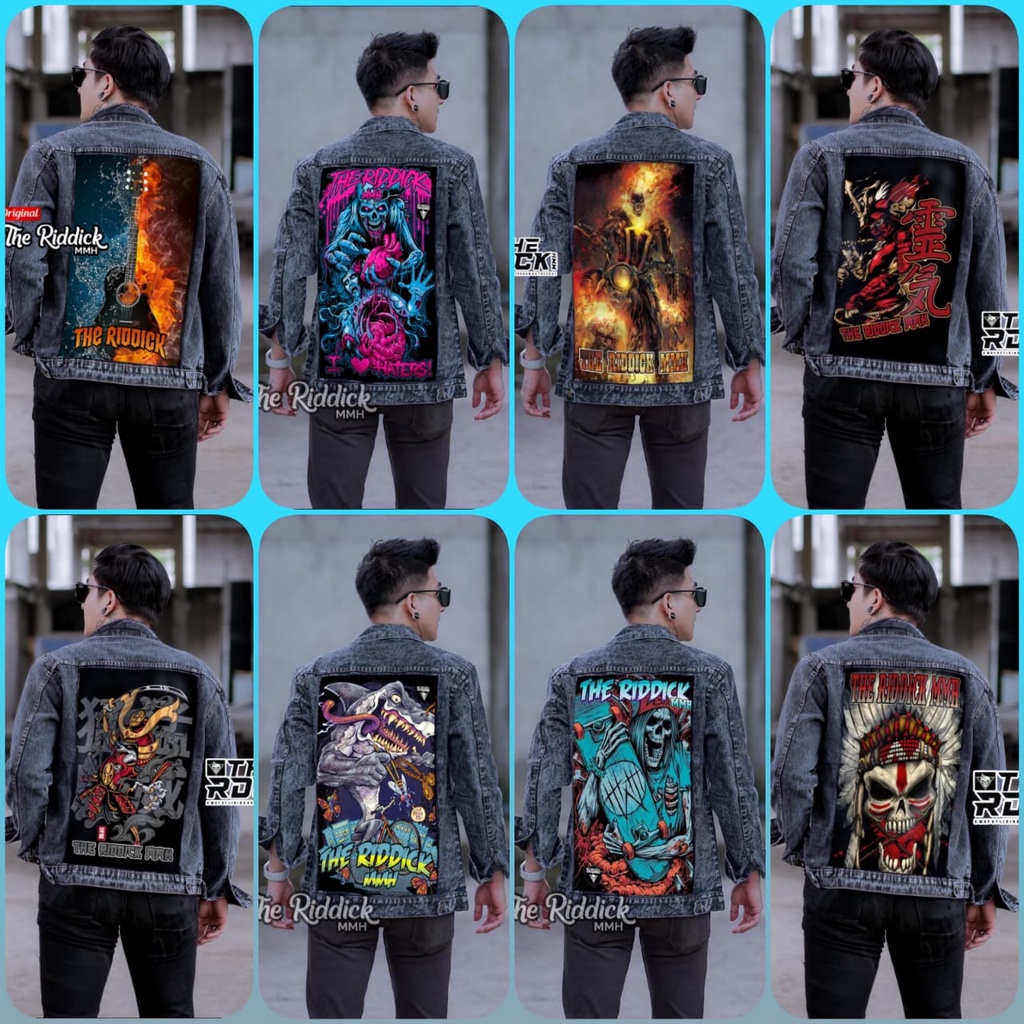 jaket jeans pria terbaru 2022 / jaket pria denim jeans bergambar belakang/ jaket pria printing/ jaket jeans pria bergambar terbaru/ jaket pria keren