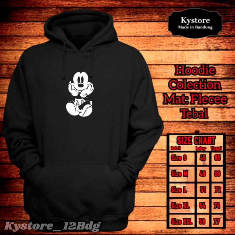 Sweater hoodie bahan fleece motif mickey mouse