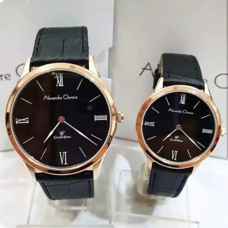 Jam Tangan Alexandre Christie 8478 AC8478 AC 8478 Original Couple Hitam Rosegold