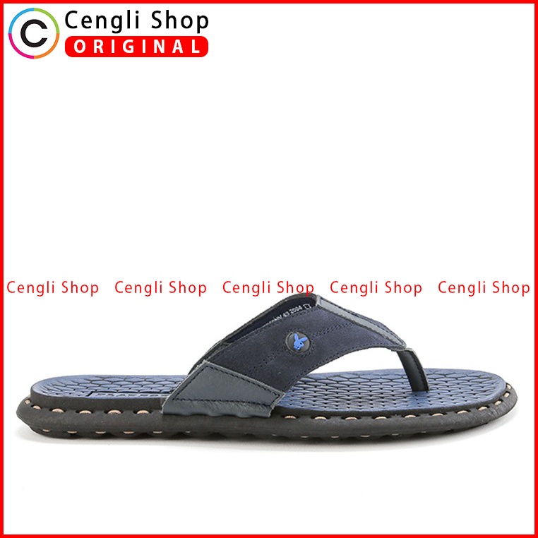 SANDAL JEPIT KULIT PLAYBOY PRIA ORIGINAL CASUAL BRANDED BIRU NAVY PL04