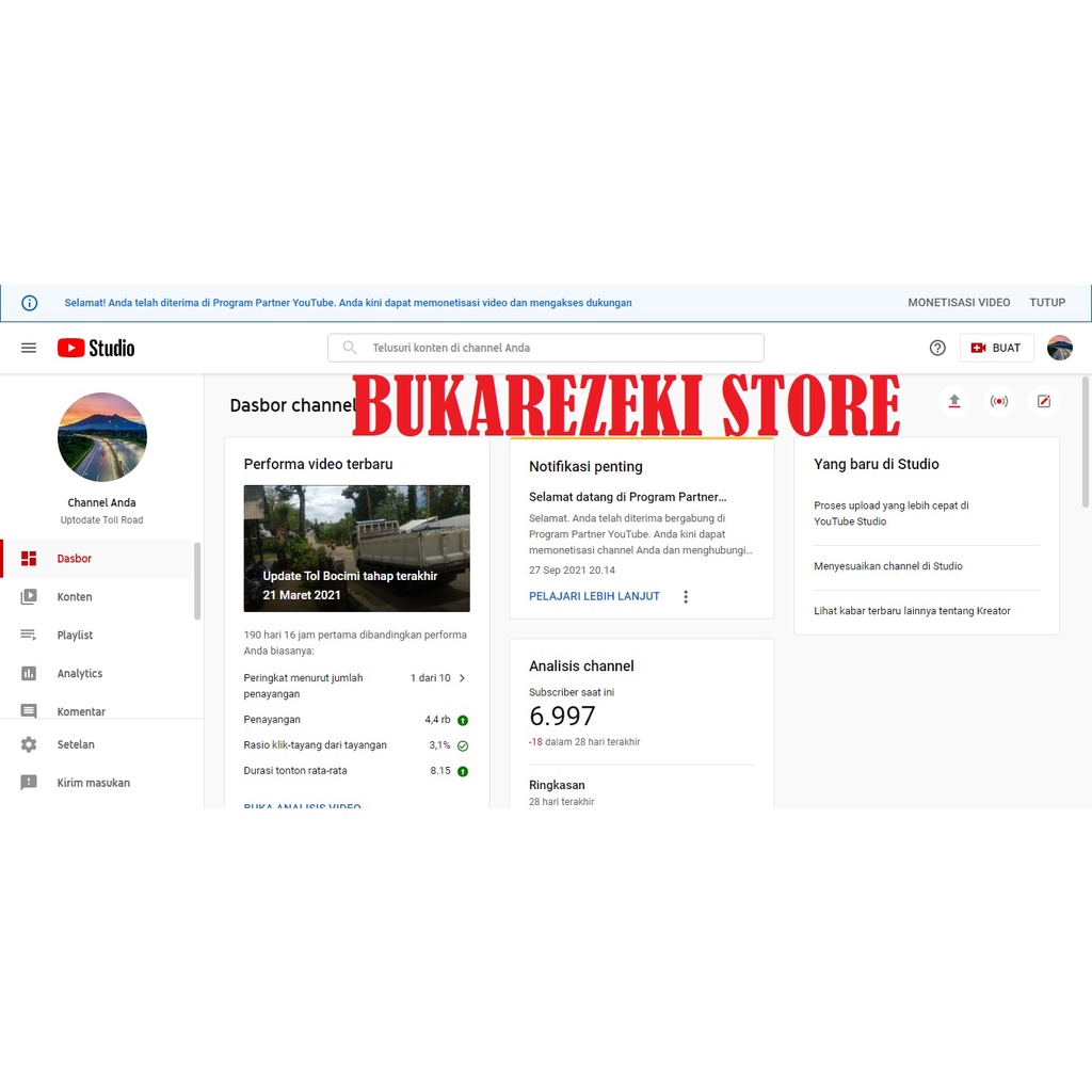 [SOLD] Akun Youtube Monetisasi Murah Subs 6900 Fresh monet sepaket ads