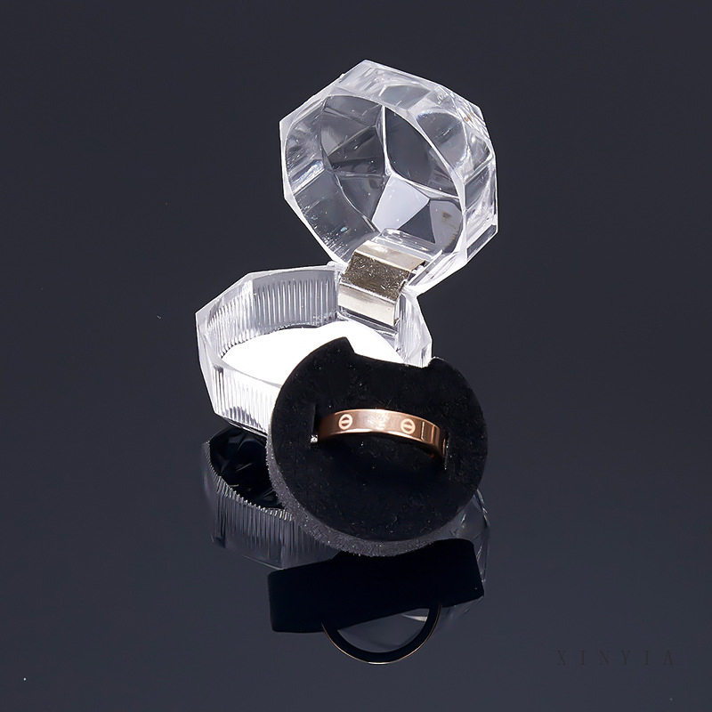 4cm * 4cm Transparan Kotak Cincin Kristal Kotak Cincin Akrilik Kotak Perhiasan Anting