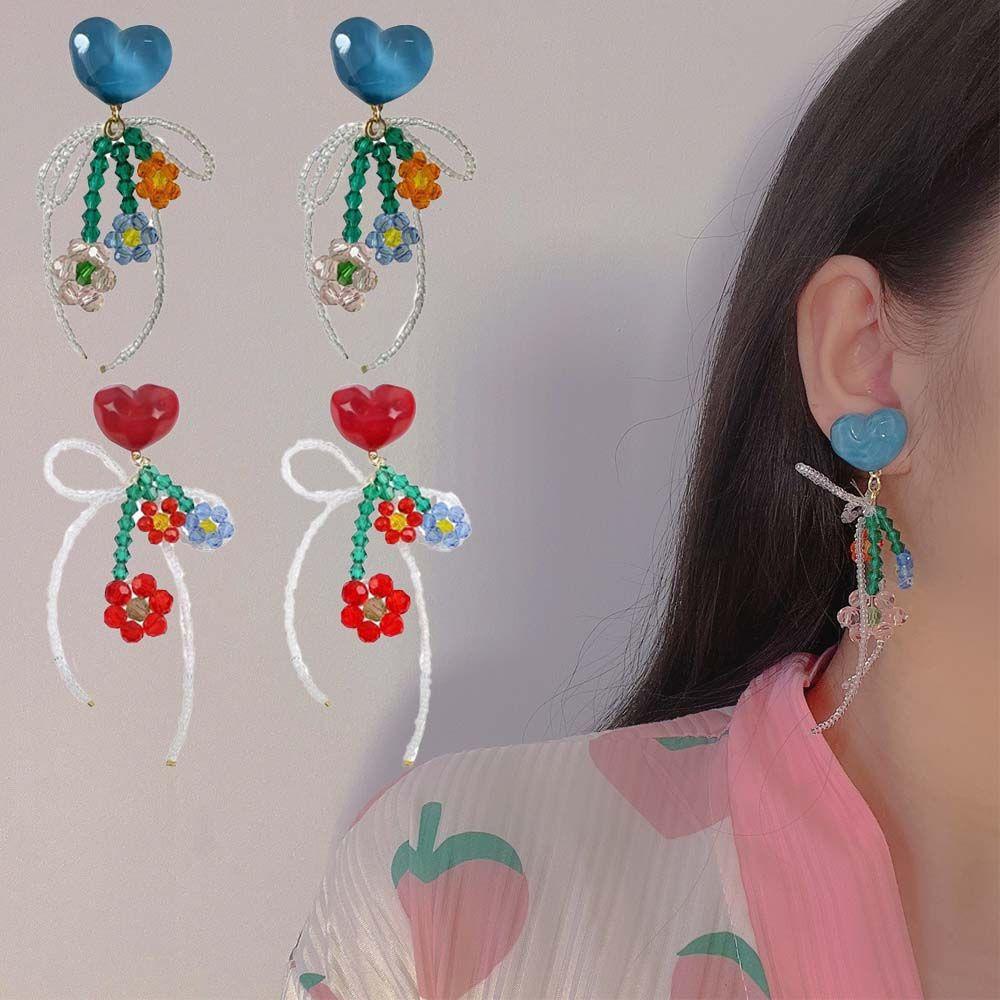 Mxbeauty Anting Menjuntai Bunga Manis Retro Pesta Gaya Pengadilan Temperamen Pastoral Gaya Korea Perhiasan
