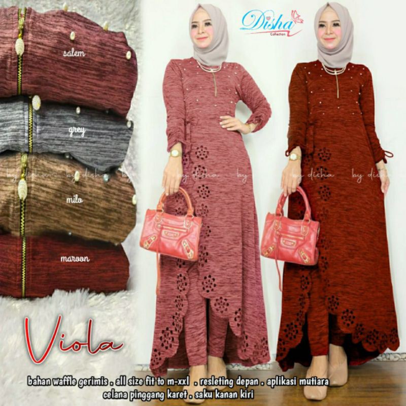Viola set by disha / setelan celana / setelan hijab / gamis set celana / set baju muslim