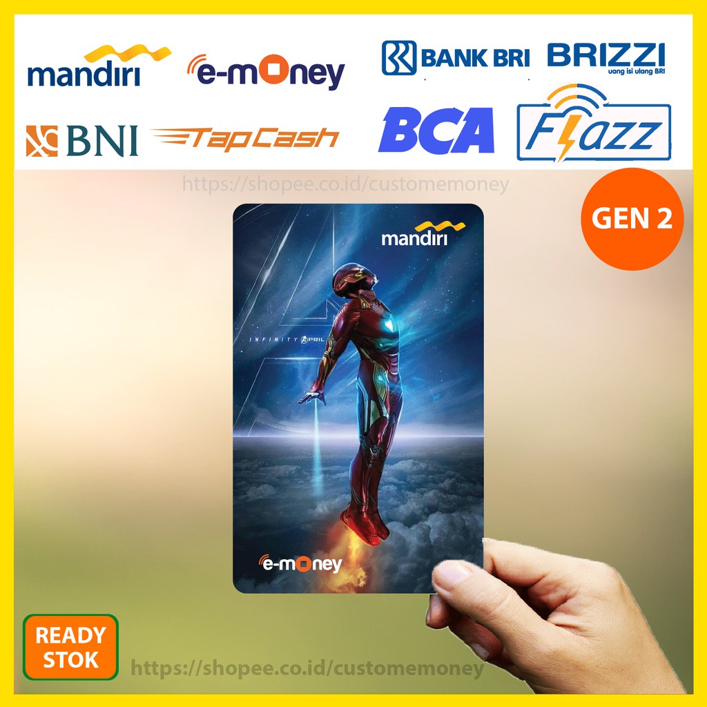 KARTU EMONEY SUPERHERO MARVEL IRON MAN 13 ETOLL MANDIRI FLAZZ BCA GEN 2 TAPCASH BRIZZI - 1 SISI