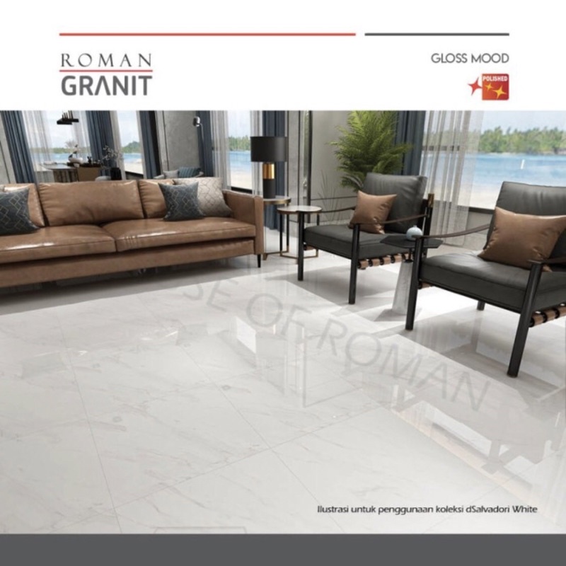 Granit Lantai Putih Motif Marmer 60x60cm/Lantai Motif Marmer Roman/Granit 60x60/Lantai Granit 60x60cm