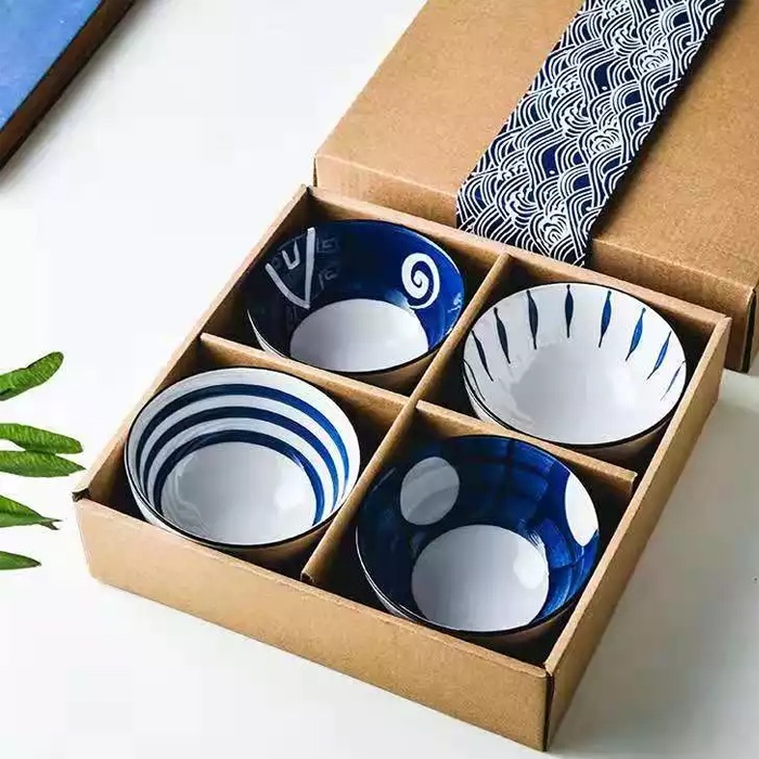 Mangkok Keramik Jepang Mangkuk Set Souvenir Nikahan 4 Pcs