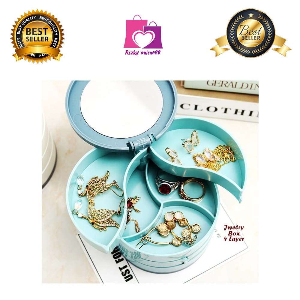 rizkyonline88 kotak perhiasan susun cermin jewelry box