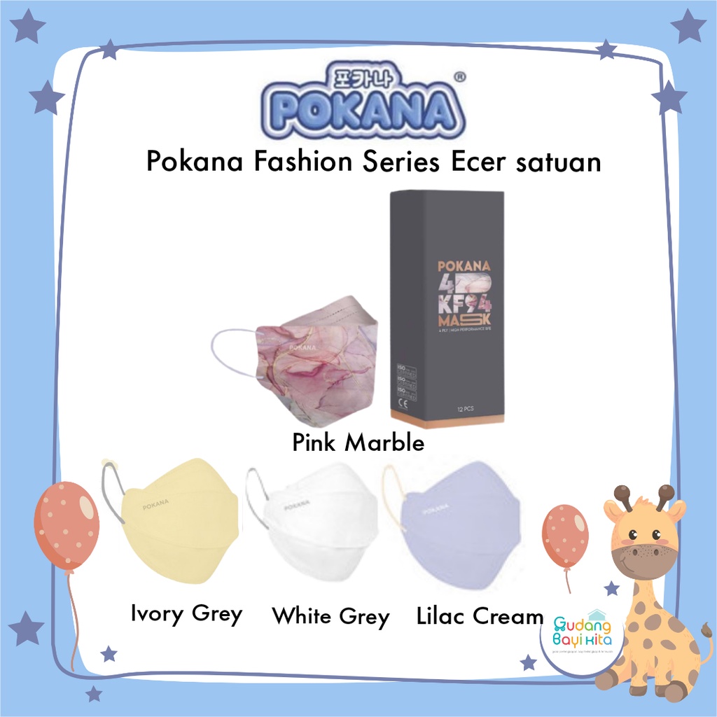 Pokana Fashion Series Duckbill Ecer Satuan / Masker Medis Ecer Satuan