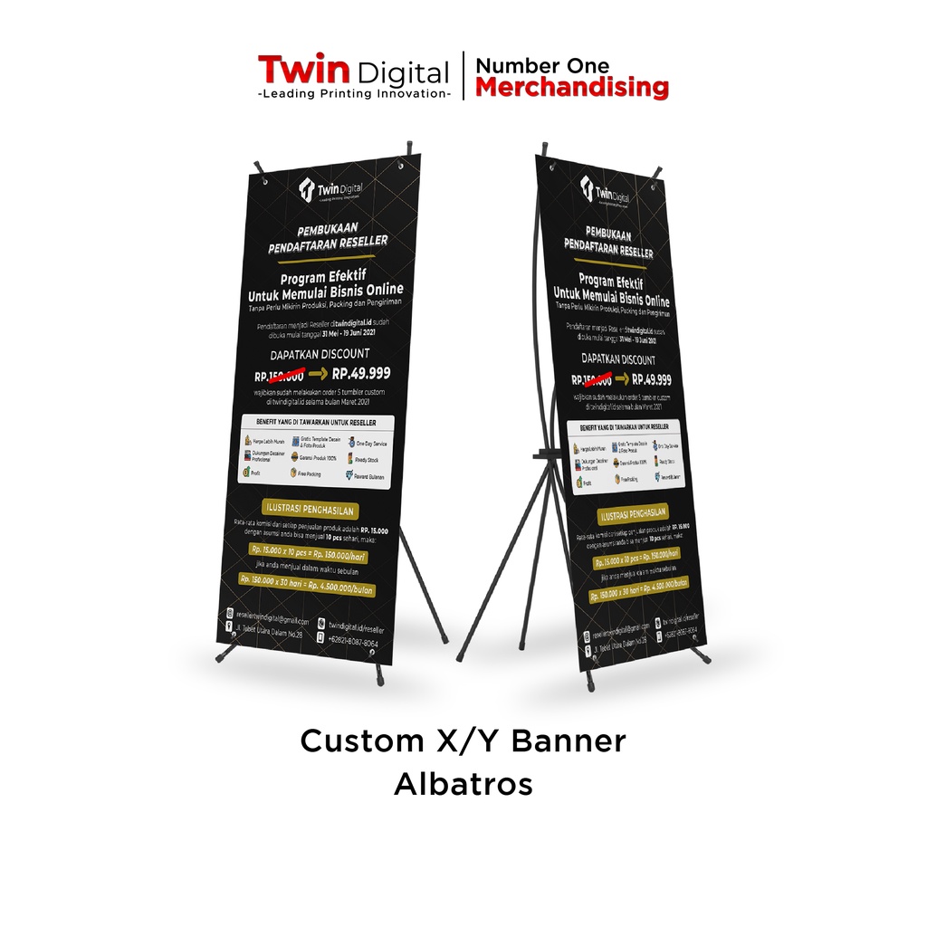 PROMO TWINDIGITAL CETAK X BANNER/Y BANNER STANDING BANNER WEDDING / WISUDA - X/Y BANNER ALBATROS