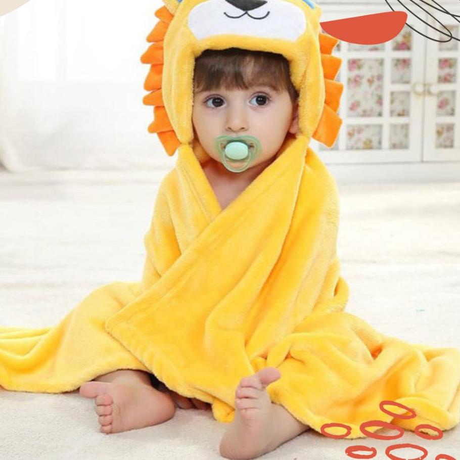 ✺ Selimut Bayi / Selimut Topi Double Fleece Model Boneka Animal Bahan Lembut dan Tebal ☀