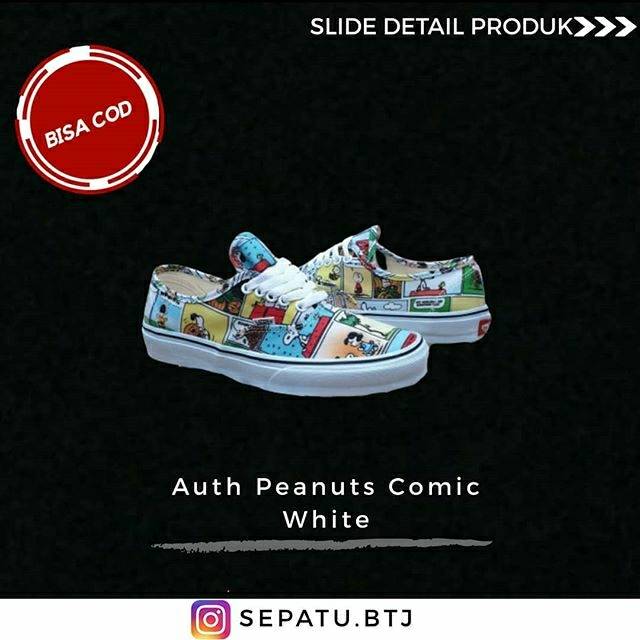 Sneakers murah Auth Peanuts Comic White