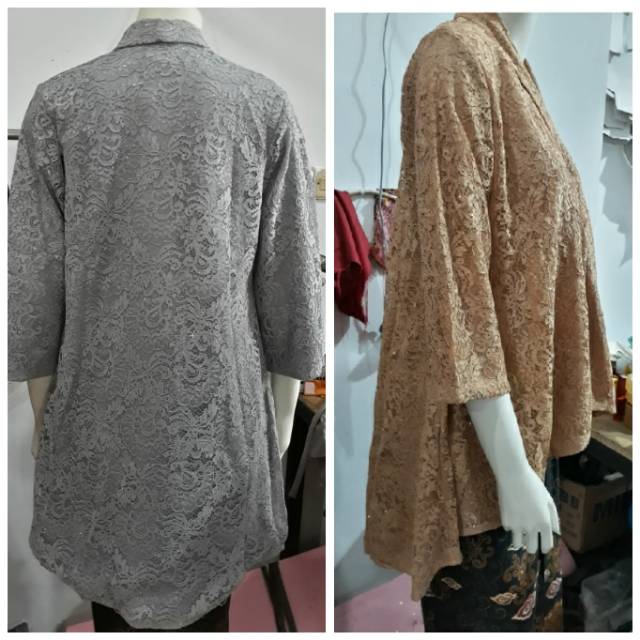 (BrPiJMB) Kebaya Floy Jumbo PINGUIN 7/8 busui BROKAT glitter full furing KeroncongBusana