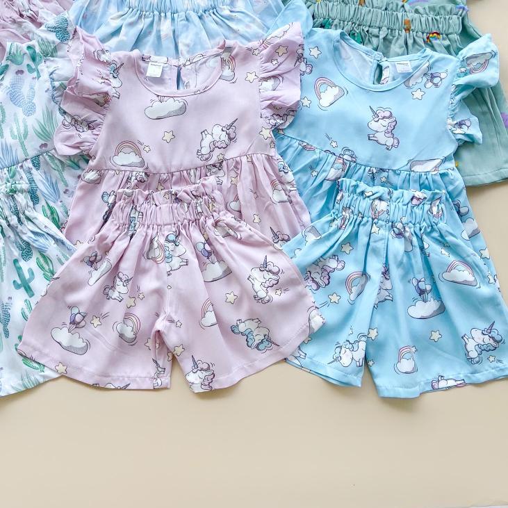 BABYSICAL 1-6 Tahun BONIA SET - Set Baju Anak Perempuan Lucu Rayon Setelan Baju Anak Perempuan Dress