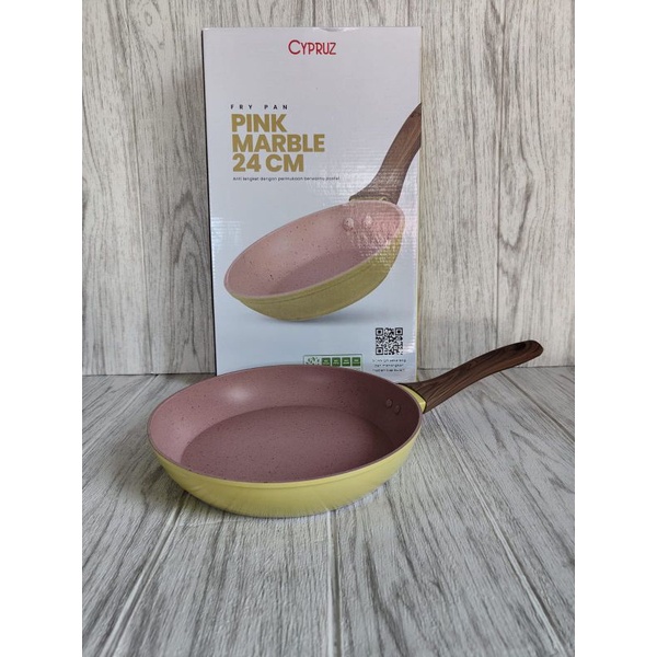 ❤️FRY PAN WAJAN PENGGORENGAN 24CM PINK MARBLE SERIES CYPRUZ❤️