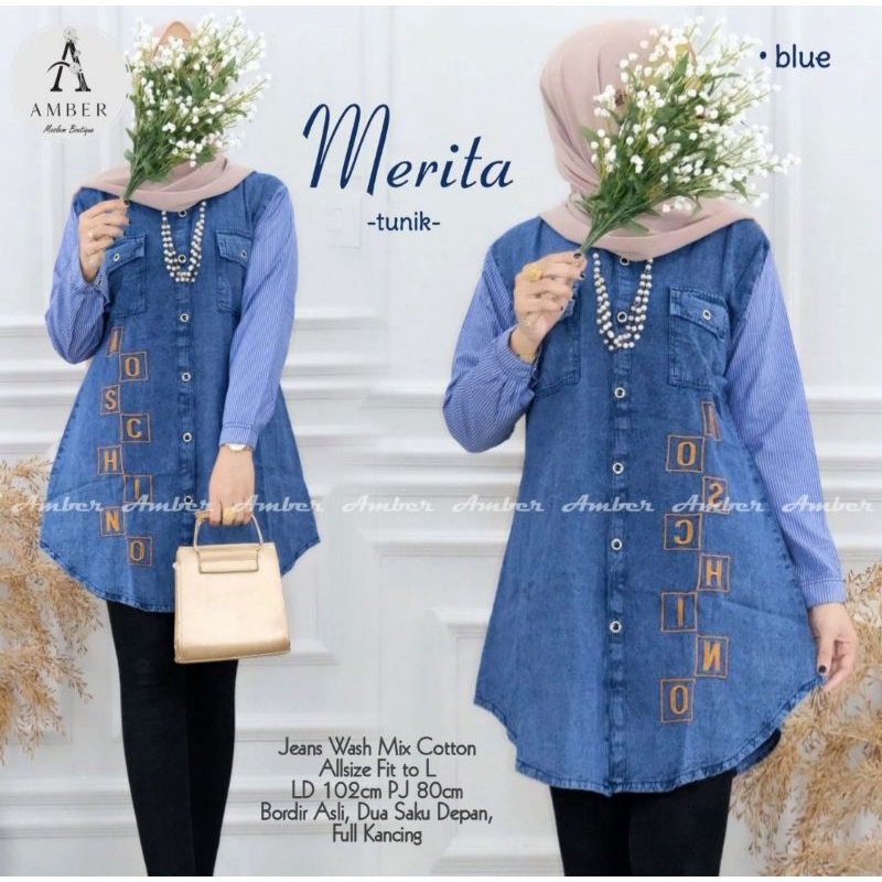 ATASAN JEANS WANITA 2022  MODERN  BAJU JEANS PEREMPUAN KEKINIAN TUNIK  DEWASA   TERMURAH TERBARU LEN