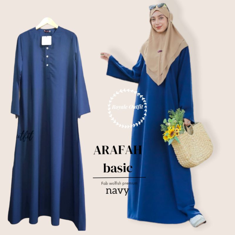 Arafah gamis abaya polos kancing depan size S-XXXL