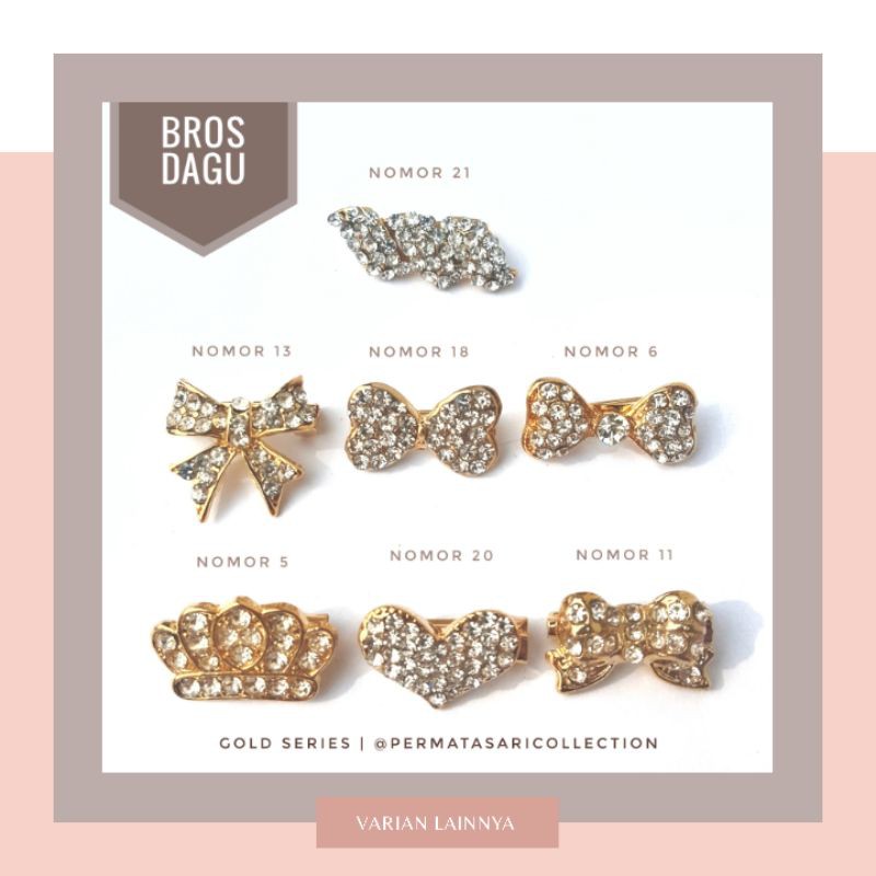Bros Dagu Korea Kecil Aksesoris Jilbab Hijab Kerudung Wanita Muslim Muslimah Gold Black Hitam Kuning Emas Small Brooch Pin Peniti Motif Bunga Pita Mutiara